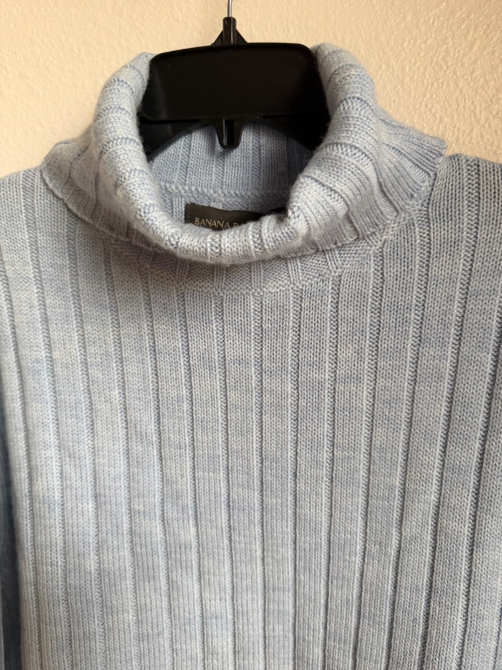 Banana Republic 100% Merino Wool Ribbed Turtleneck Sweater Blue Size XL - Picture 4 of 6